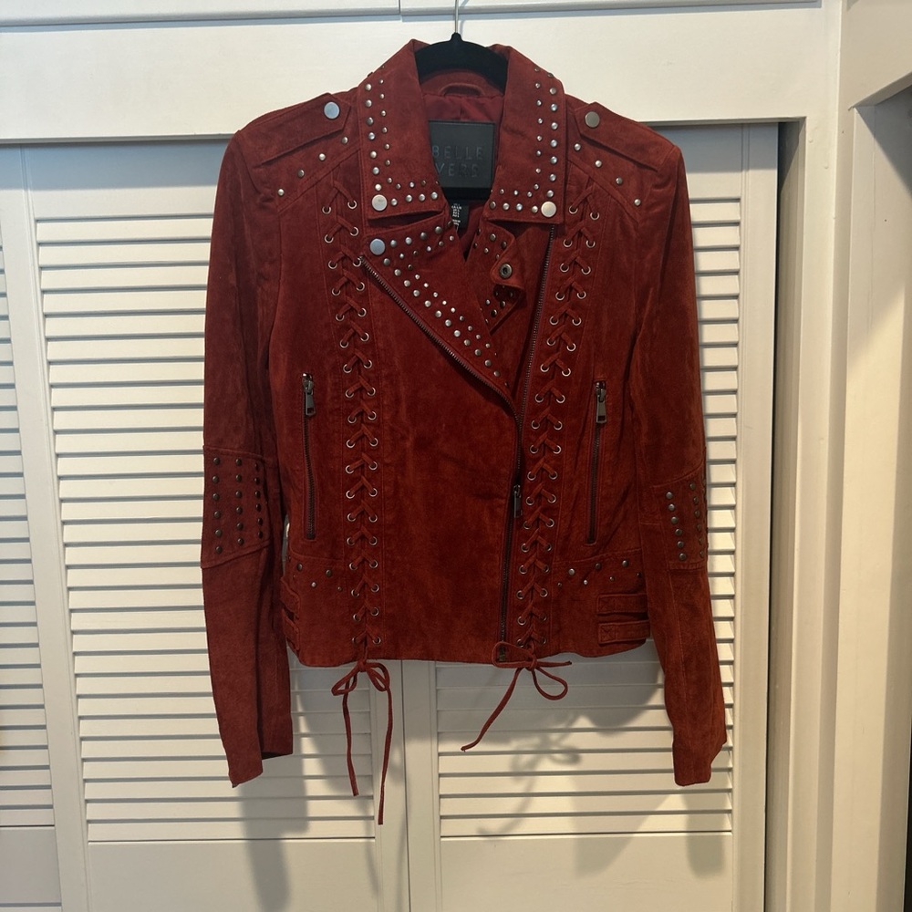 Red Suede Women's Leather Jacket